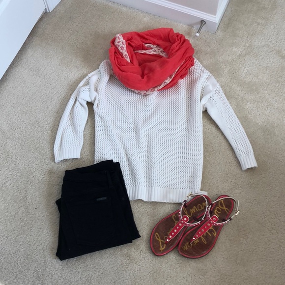 J. Crew White Crochet Sweater in Large - Picture 2 of 4